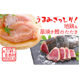 はちきん地鶏ムネ肉 1kg＆ 仙頭の藁焼きカツオたたき片身